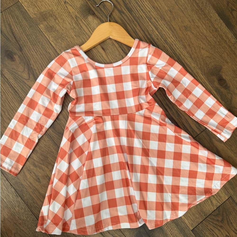 Orange Checkered Kids Dress
